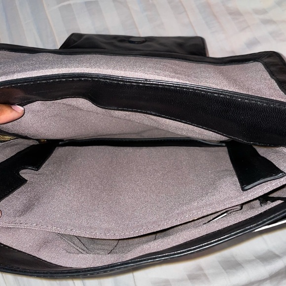 Diane Von Furstenberg Black Work Purse Tablet edgy rocker stud chic work travel - Picture 6 of 11